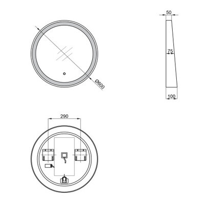 Дзеркало Qtap Robin R600 з LED-підсвічуванням Touch, з антизапотіванням, з димером, рег. темп. кольору (3000-6500K) QT13786501B - зображення 2