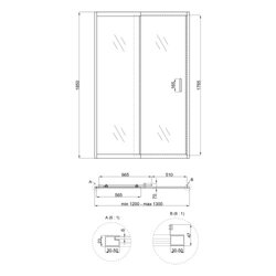 Душові двері в нішу Qtap Taurus CRM2012-13.C6 120-130x185 см, скло Clear 6 мм, покриття CalcLess - зображення 2