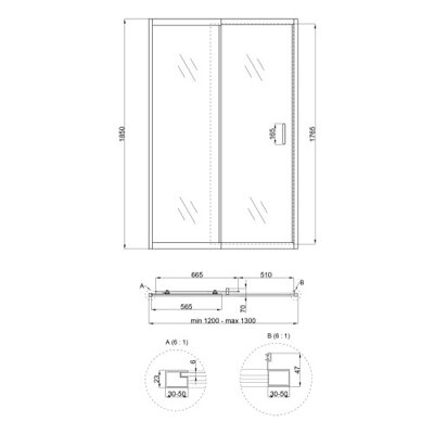 Душові двері в нішу Qtap Taurus CRM2012-13.C6 120-130x185 см, скло Clear 6 мм, покриття CalcLess - зображення 2