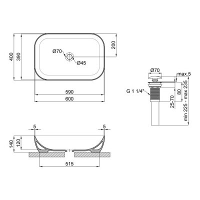 Раковина-чаша Qtap Robin 610х400х145 Matt black з донним клапаном QT132143PMBMB - зображення 2