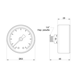 Манометр Icma 1/4&quot; 0-10 бар, заднє підключення №243 - зображення 2
