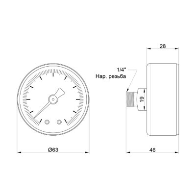Манометр Icma 1/4&quot; 0-10 бар, заднє підключення №243 - зображення 2