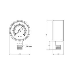 Манометр SD Plus 10 бар 1/4&quot;, нижнє підмикання SD17010B - зображення 2