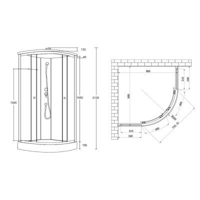 Душовий бокс Lidz Tani SB90x90.SAT.LOW.GR, скло тоноване 4 мм - зображення 2