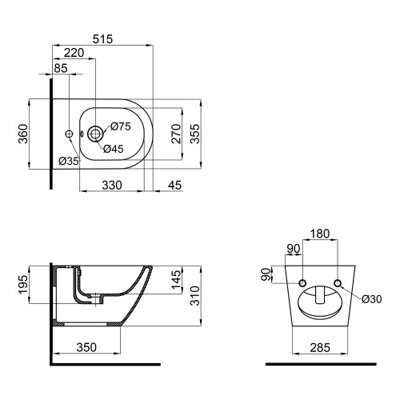 Біде підвісне Qtap Jay 520х360х320 White QT07555376W - зображення 2