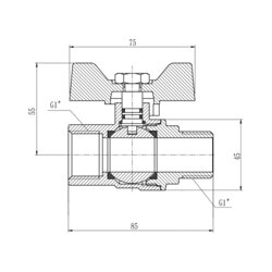 Кран кульовий SD Forte 1&quot; ВЗ для води (метелик) SF607W25 - зображення 2