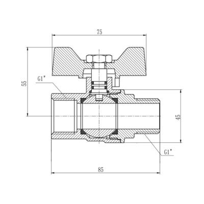 Кран кульовий SD Forte 1&quot; ВЗ для води (метелик) SF607W25 - зображення 2