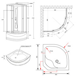 Душовий бокс Lidz Tani SB90x90.SAT.HIGH.FR, скло Frost 4 мм - зображення 2