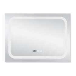 Дзеркало Qtap Mideya (DC-F906) 800х600 з LED-підсвічуванням Touch, з антизапотіванням, з годинником, димером, рег. яскравості QT2078F906W - зображення 3