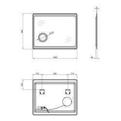 Дзеркало Qtap Aquarius 1000х800 з LED-підсвічуванням, лінза, QT2178141980100W - зображення 2