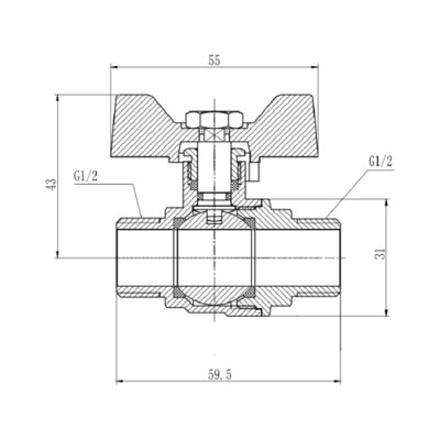 Кран шаровой SD Forte 1/2&quot; НР для воды (бабочка) SF606W15 (16980) - изображение 2