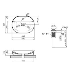 Раковина-чаша Qtap Scorpio 505х385х120 Matt black з донним клапаном QT142202MBMB - зображення 2