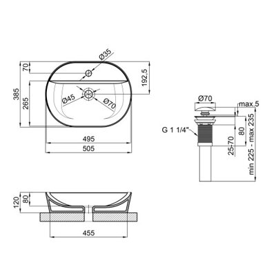 Раковина-чаша Qtap Scorpio 505х385х120 Matt black з донним клапаном QT142202MBMB - зображення 2