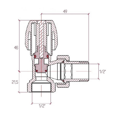 Кран радіаторний Icma 1/2&quot; з антипротіканням кутовий №803+940 - зображення 2