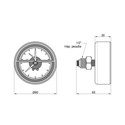 Термоманометр Icma 1/2&quot; 0-6 бар, заднє підключення №259 - зображення 2