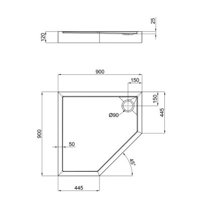 Душевой поддон Qtap Diamond 309912 90x90x12 см + сифон (28505) - изображение 2