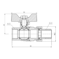 Кран кульовий &quot;Американка&quot; SD Forte 1/2&quot; прямий SF220W15 - зображення 2