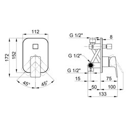 Смеситель для душа Qtap Namesti скрытого монтажа на два потребителя QTNAM6225102NC Chrome (19310) - изображение 2