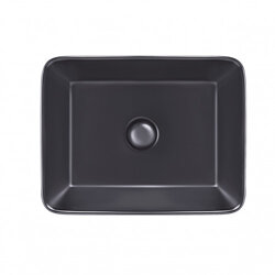 Раковина-чаша Qtap Tern 475х370х140 Matt black з донним клапаном QT172074MBMB - зображення 1