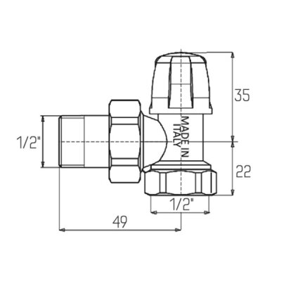 Кран радіаторний Icma 1/2&quot; кутовий без ручки №805 - зображення 2