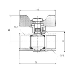 Кран шаровой SD Forte 1/2&quot; ВР для воды (бабочка) SF602W15 (16978) - изображение 2