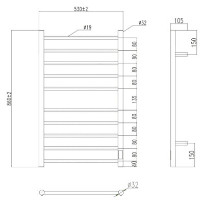 Полотенцесушитель электрический Qtap Evia (BLA) 11120R с таймером (14695) - изображение 2