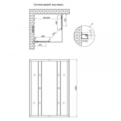 Душова кабіна Lidz Wawel SC90x90.SAT.LOW.FR, скло Frost 4 мм без піддона - зображення 2