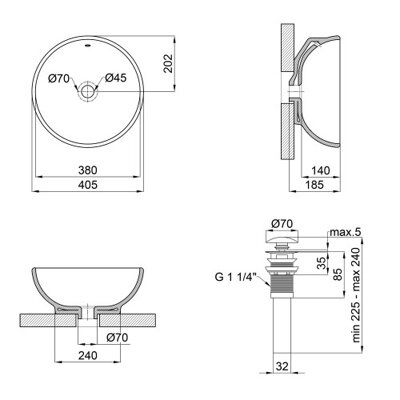 Раковина-чаша Qtap Robin 410х410х180 White з донним клапаном QT1311A004W - зображення 2